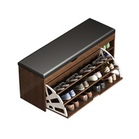 Meuble à chaussures d'entrée moderne en bois avec coussin souple intégré, tabouret à chaussures pliable