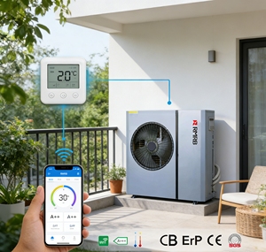 เครื่องปรับอากาศแบบแยกส่วน EVI Low Temp Split Heat Pump พร้อมเทอร์โมสตัทอัจฉริยะ WiFi ใช้สารทำความเย็น R32/R410A/R290 สำหรับระบบ HVAC โรงแรม - Product Image 6