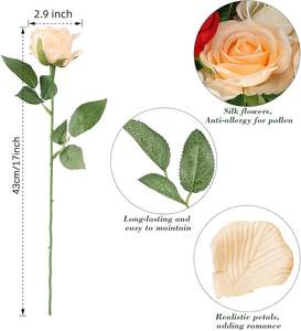 Rosas Artificiales de Terciopelo, Cabeza de 7 cm, Hechas a Mano, Duraderas de 3 a 5 Años, Ecológicas, Decoración para Bodas, Día de San Valentín - Product Image 4