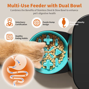 Cats guaridan otomatik kedi besleyici kedi maması dağıtıcı ile kediler köpekler için paslanmaz çelik kase ve yavaş kase - Product Image 3