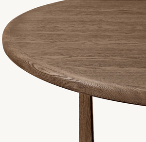 Curved Leg Oak Wood <b>Round</b> Dining <b>Table</b> American <b>White</b> Oak Natural Texture Furniture for Contemporary Home Decor - Product Image 4