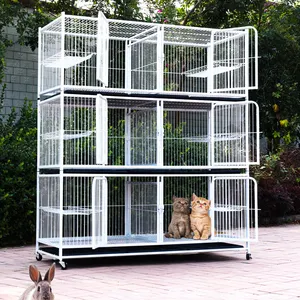 3 étages 6 portes pas cher plusieurs tailles élevage de chats treillis métallique soudé Grand jaula para gato petit chat animal cage pour animaux de compagnie
