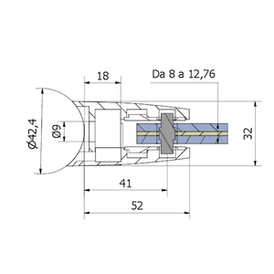Sku Abrazadera de Acero Satinado AISI 304, 52x52 Ø 42,4, Accesorios de Tubería de Vidrio para 8-12,76 - Product Image 2