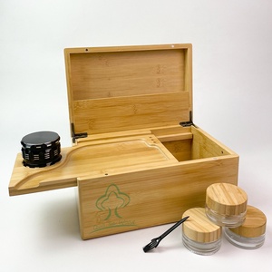 Handcrafted Wood Stash Box With Sliding Rolling Tray Large Bamboo Stash Box