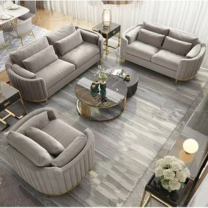 Nuovo stile di lusso in velluto grigio divano 3 posti divano set e divano sedile amante per soggiorno e hotel mobili - Product Image 2