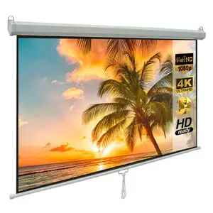 Лучший выбор 72-дюймовый HD ниспадающий ручной широкоформатный экран проектора с высоким коэффициентом усиления для офиса, развлечений-матовый белый