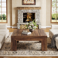 Table basse carrée Tribesigns de 39,4 pouces, style farmhouse, table d'appoint en MDF avec pieds en bois pour le salon