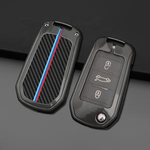 Pour coque de protection de clé de voiture pour Peugeot 208 fibre de carbone de nouveaux matériaux bon <span class=keywords><strong>prix</strong></span> housse de voiture clé Zinc - Product Image 2