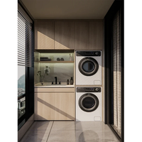 Meuble de balcon sur mesure avec machine à laver intégrée, comptoir et porte coulissante dissimulée – Service complet