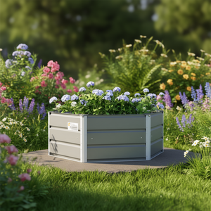 Jardinera de Acero Gris Claro de 50.79 x 50.79 x 17.72 Pulgadas, Cuadrada, Moderna, para Flores, con Recubrimiento en Polvo Resistente - Product Image 2