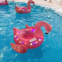 Bouée gonflable LED clignotante en PVC de haute qualité, Hamac aquatique, Modèles Oie Blanche, Canard Jaune, Flamant Rose Amusant, pour équipements de divertissement aquatique
