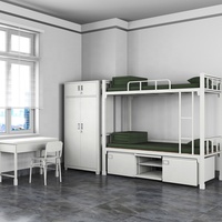 Lit superposé à 2 niveaux abordable pour adultes Ajout élégant et fonctionnel aux chambres d'école et d'hôtel Lit superposé avec rangement