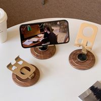 Support de téléphone en métal à grain de bois rétro avancé, rotatif à 360 degrés pour tablette, diffusion TV, vidéo décontractée, support de diffusion en direct sur bureau