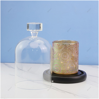 Cloche en verre borosilicate transparente pour terrarium, présentoir à bougies, cloche en verre ronde avec base en bois, vente en gros