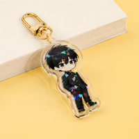 Porte-clés personnalisé en acrylique holographique effet verre broyé pour artistes, avec fermoir mousqueton doré, faible MOQ, vente en gros pour le merchandising des fandoms et des artistes