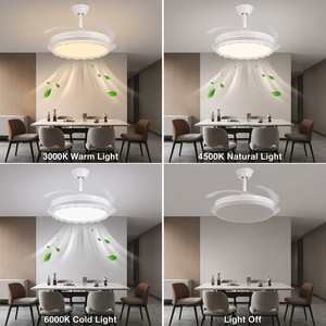 Ventilador de Techo Moderno con Luz, 42 Pulgadas, Tamaño Grande, 96W, LED Súper Brillante, Control Remoto, para Sala de Estar, Dormitorio, Decoración Interior del Hogar - Product Image 3