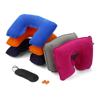 Oreiller de voyage gonflable personnalisé en forme de U en PVC floqué avec logo