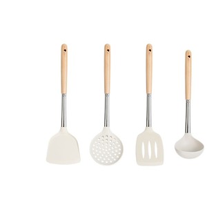Silicone Spatula And Ladle Set 3Pc Food Grade Heat Resistant Kitchen Utensils With Wooden <b>Handle</b> For Non Stick <b>Pan</b> Cooking - Product Image 5