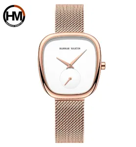 Hannah Martin 1251 nouveau produit Funky Ready Made horloge Logo personnalisé prêt Stock étanche femmes montre à Quartz maille bracelet en acier