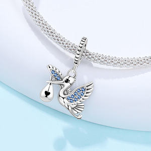 Original white copper <b>bead</b> <b>bracelet</b> - DIY with a cute bird pendant, a personalized accessory suitable for both men and women - Product Image 2