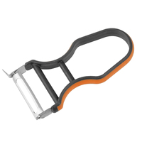 Outils pour fruits et légumes en acier inoxydable, design pour l'épluchage des tubercules et des parties molles, poignée en acier avec grip gris, modèle moderne
