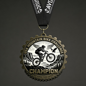 Medalla Conmemorativa <span class=keywords><strong>de</strong></span> Bicicleta <span class=keywords><strong>de</strong></span> <span class=keywords><strong>Montaña</strong></span> <span class=keywords><strong>de</strong></span> Metal Pesado con Diseño Personalizado, Medalla <span class=keywords><strong>de</strong></span> Recuerdo <span class=keywords><strong>de</strong></span> Bronce Antiguo para Competiciones Deportivas - Product Image 2