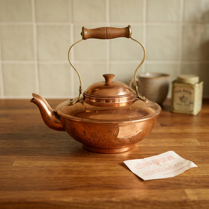 Théière vintage en métal avec poignée et couvercle en bois, pots à eau, bouilloires - Product Image 5