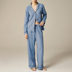 Set Pigiama in Misto Cotone Organico a Righe, <span class=keywords><strong>Abbigliamento</strong></span> <span class=keywords><strong>da</strong></span> <span class=keywords><strong>Notte</strong></span> Sostenibile Personalizzato per <span class=keywords><strong>Donna</strong></span> - Product Image 3