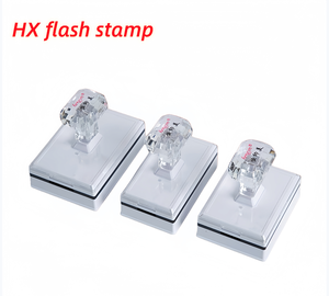 ตราประทับแฟลชสำนักงาน ด้ามจับคริสตัลเพชร ตราประทับพลาสติกสีขาว HX แบบกำหนดเองได้ พร้อมแผ่นรองรับภาพถ่ายแบบไร้ขอบ - Product Image 1