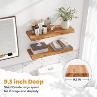 Étagères flottantes en bois d'orme à bord naturel, lot de 2, 24x9,3 pouces, étagères murales rustiques en bois massif avec support invisible pour salon