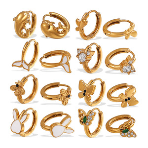 Pendientes de botón chapados en oro con circonita Butterfly Bunny para mujer, joyería de moda para fiesta - Product Image 5