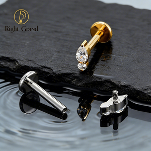 Anting-anting <span class=keywords><strong>titanium</strong></span> berulir dalam dengan desain cluster CZ klasik bentuk Marquise & Bulat untuk tindik telinga, tulang rawan, helix, dan tragus. - Product Image 4