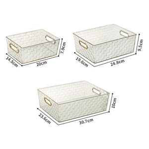 Transparent Gold Powder <b>Storage</b> <b>Basket</b> Rectangle With Handle For Books Cosmetics Desktop Organization - Product Image 5