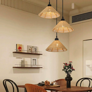 Lustre triangulaire <span class=keywords><strong>en</strong></span> rotin chinois, style japonais, pour restaurant, maison, restaurant rétro, lanterne <span class=keywords><strong>en</strong></span> <span class=keywords><strong>corde</strong></span> pour hot <span class=keywords><strong>pot</strong></span>, lampe artistique <span class=keywords><strong>en</strong></span> bambou tressé - Product Image 1