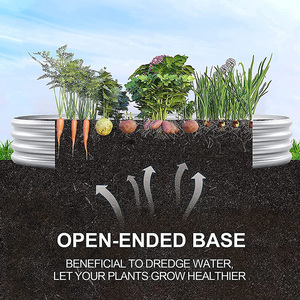 17\" Tall Oval <b>Raised</b> Garden Bed 2-in-1 Galvanized Metal <b>Planter</b> Box for Home Outdoor Vegetables & Herbs/Flowers Dropshipping - Product Image 3