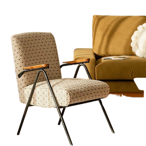 כורסת יחיד מודרנית בסגנון נורדי, עשויה ברזל ועץ מלא, מתכווננת, לסלון, לבית ולפנאי - Product Image 1