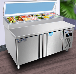 Comptoir réfrigéré en acier inoxydable à double température pour la préparation de pizzas, salades et sandwichs, design personnalisable - Product Image 5