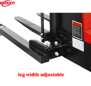 REDDOT Pequeño 1.4ton 1,8 Ton Eléctrico Walkie Pallet Stacker Carretilla elevadora con pierna ancha - Product Image 5