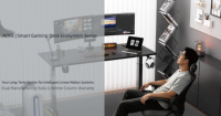 Bureau de jeu intelligent électrique réglable en hauteur AOKE Arena avec câbles dissimulés, charge sans fil, éclairage RGB, configuration pour bureau à domicile