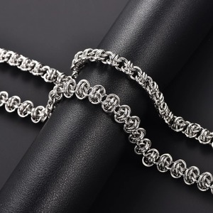 Collier lourd punk en acier inoxydable avec chaîne à maillons épais et nœuds, fait main, style gourmette, pour homme - Product Image 4