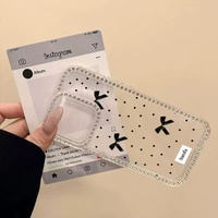 Funda Transparente Brillante para Forlphone16, Funda Negra con Lazo de Lunares para Forlphone14, Simple para Lphone13, Estilo Japonés y Coreano