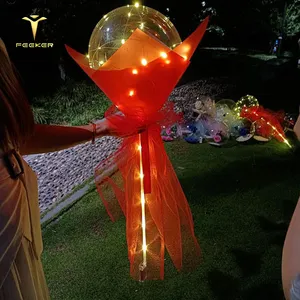 Máquina de enchimento de balões Bobo estampados em lantejoulas de látex com led rosa para feliz aniversário