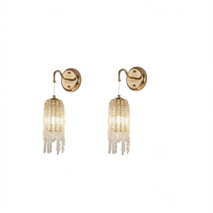 Apliques de Pared de Cristal en Cascada con Marco de Hierro Dorado, Portalámparas E12, Iluminación para Sala de Estar, Dormitorio y Pasillo - Product Image 1