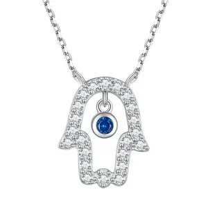 OEM cartoon friendship bridal diamond vintage necklaces ghost 925 silver sapphire semiprecious stones pendant necklace for women