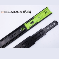 Glissière de tiroir à fermeture douce Felmax de 45 mm de largeur, glissière de tiroir silencieuse à 3 volets avec roulement à billes pour meubles de chambre