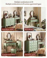 Ensemble coiffeuse moderne et durable en bois massif vert menthe avec miroir et tabouret pour chambre, salle de bain et salon