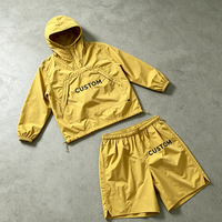 Ensemble de fitness en nylon de haute qualité pour hommes, ensemble décontracté d'été en 2 pièces, veste à capuche légère coupe-vent respirante et short de survêtement