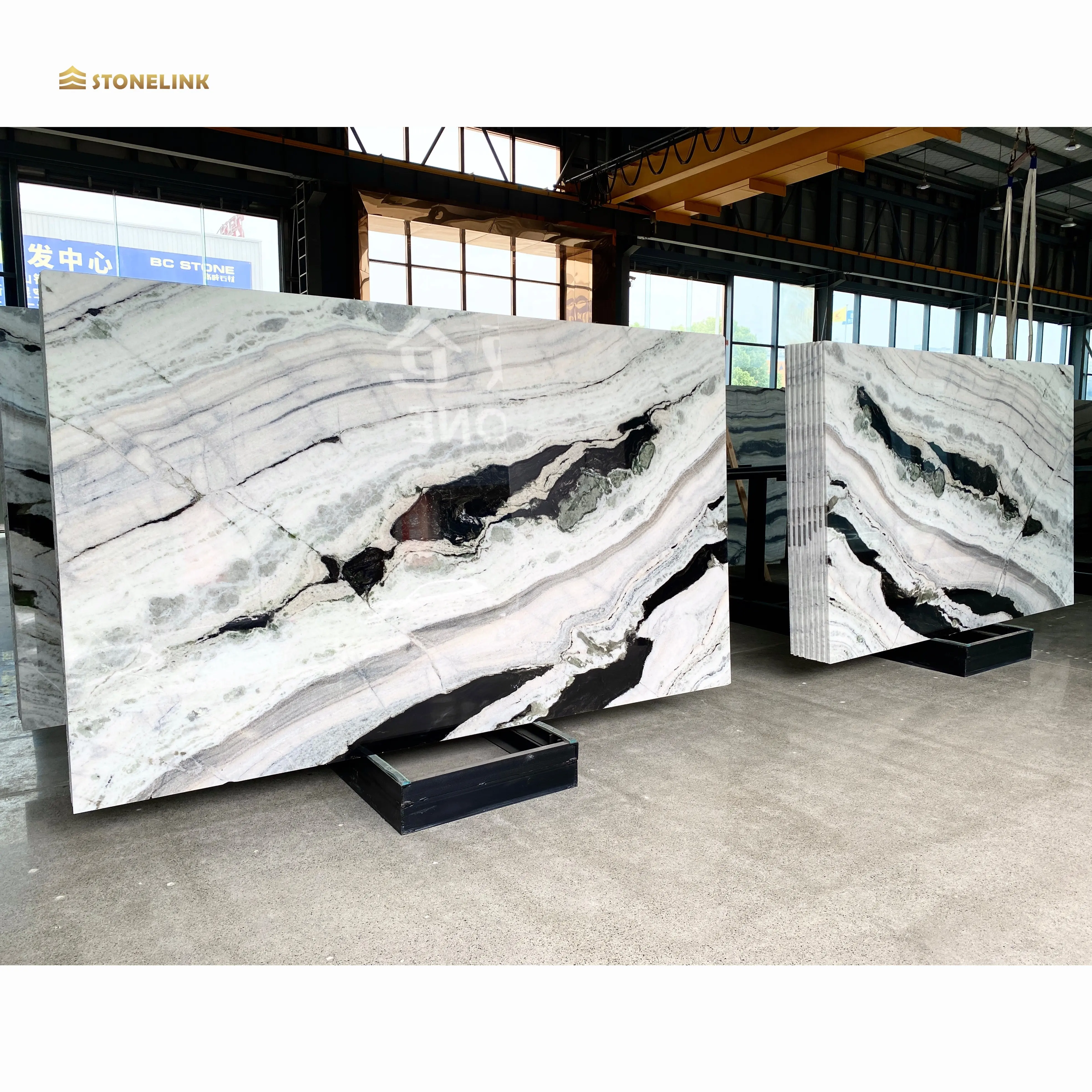 Stonelink 2024 New Arrivals Luxury Natural Stone Interior Decoration Panda White Marble Slabs