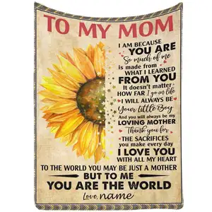 A maioria da moda Custom Text Cobertores personalizados para a mãe Cobertor para a mãe do filho