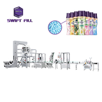 Vente en gros de machine de pesage automatique à 12 têtes, vis de levage, plateau vibrant, capsuleuse pour flacons en verre, 24 bouteilles/minute